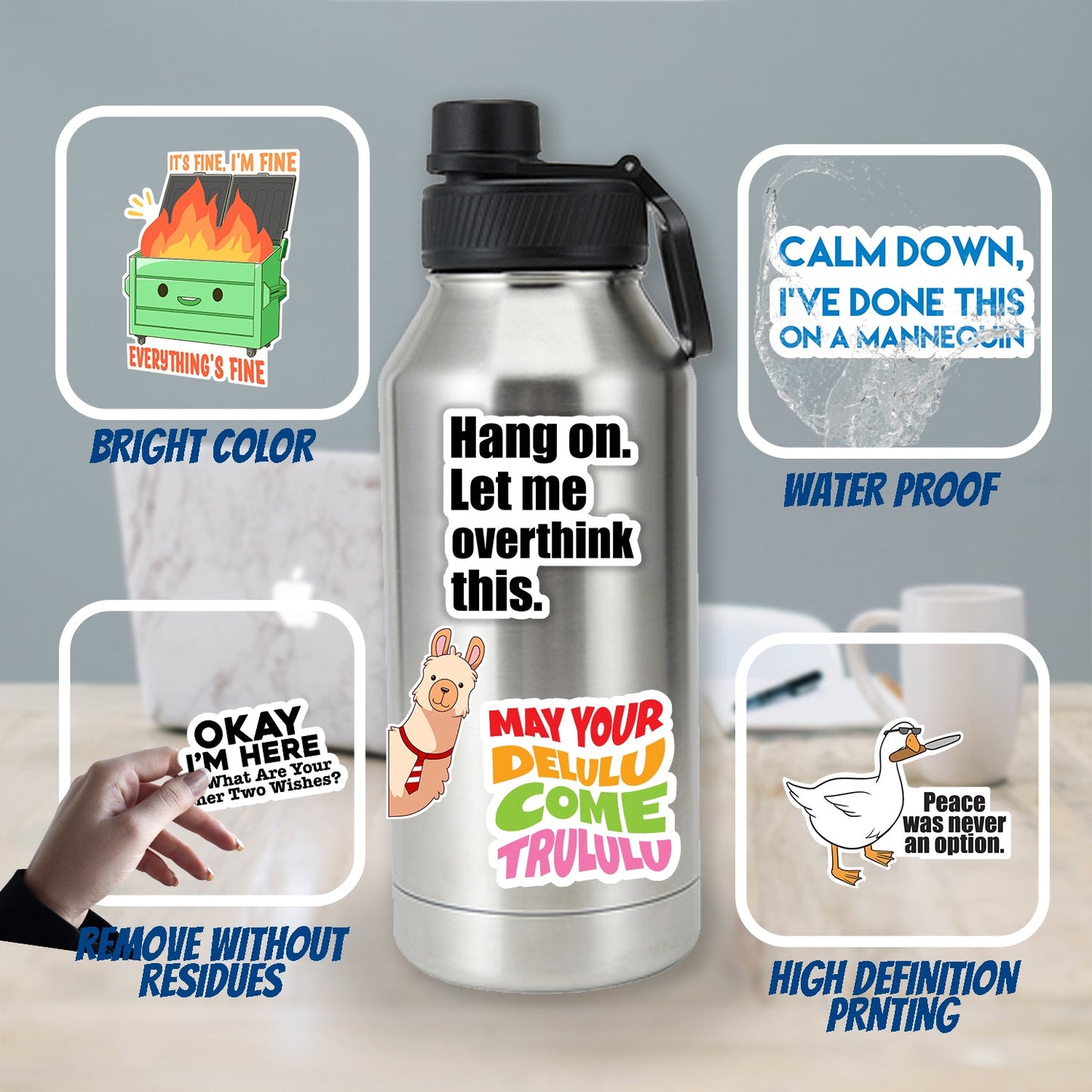 130 Pcs Funny Saying Stickers Quote Water Bottles Stickers