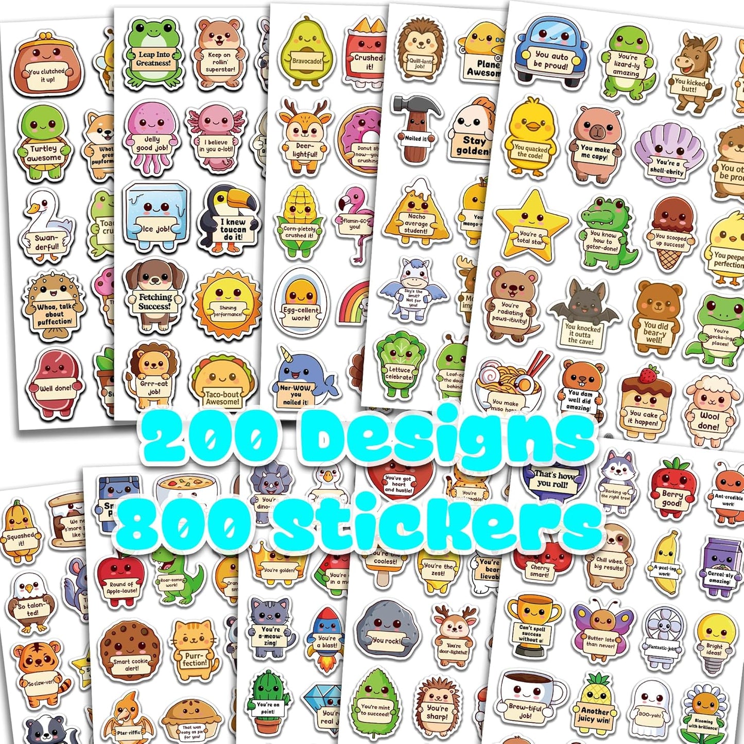 800PCS Punny Teacher Stickers, Positive Bulk Classroom