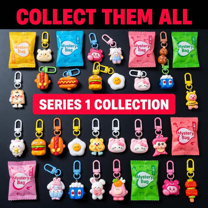 Cartoon Cute Resin Blind Bag Keychain 3D Stereo Metal Clasp Bag Charm Mystery Bag