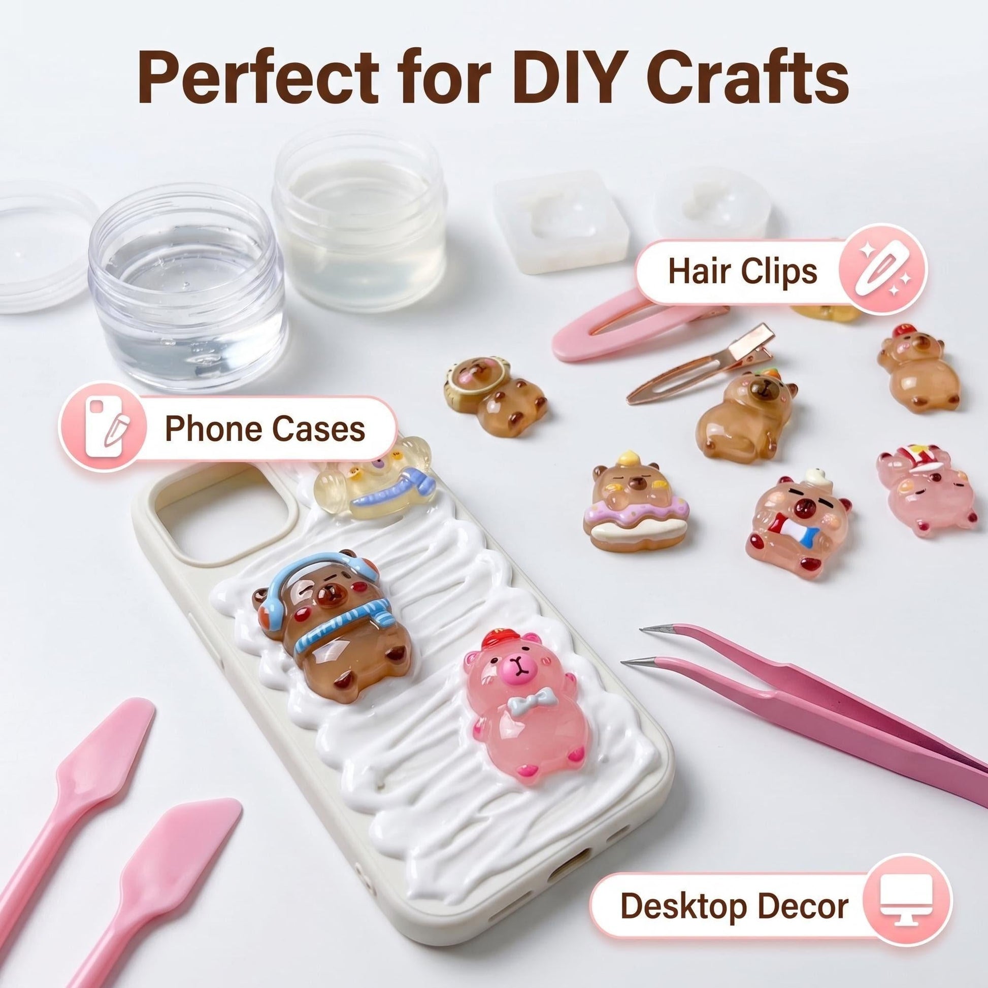 Random Blind Bag Cute Capybara Resin Flat Charms for DIY Craft Decoration