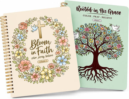 2PCS Christian Coloring Books by Puraesla - for Adults or Kids, Jesus Faith Bible in a Year Art, Religious Scripture Bi…