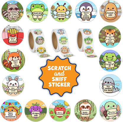 3 Rolls Scratch & Sniff Stickers for Kids by Puraesla – Emotional Support Scented Affirmation Stickers, Cute Classroom …