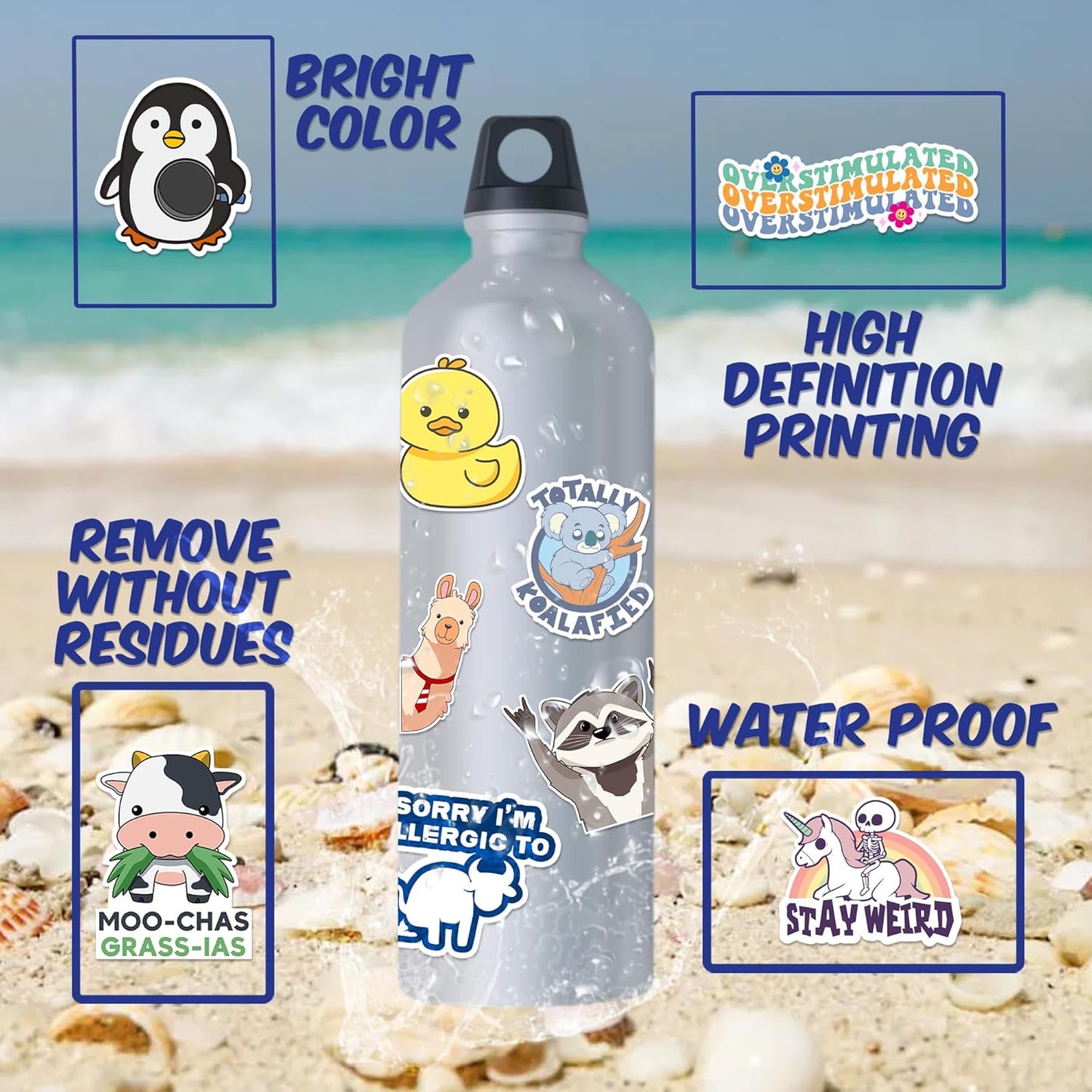 123PCS Stickers Pack, Bulk Sarcastic Vinyl Waterproof