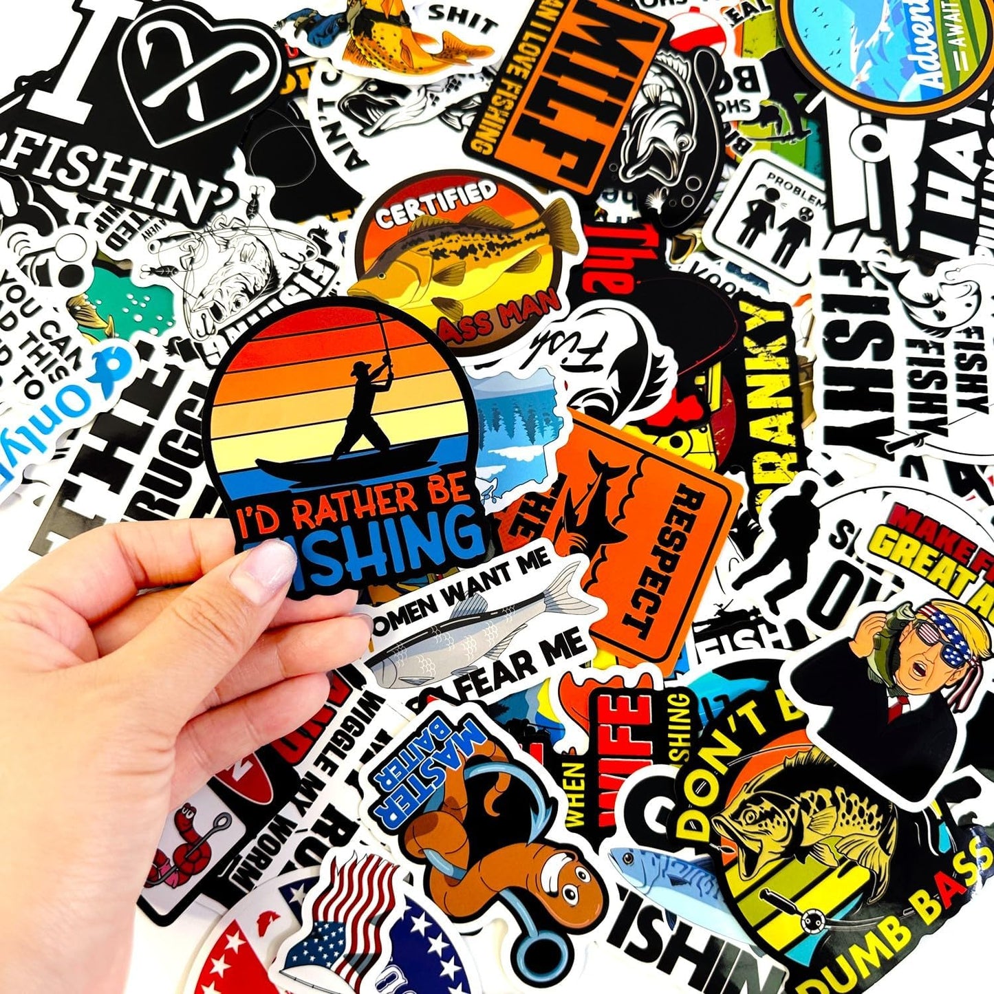 74pcs Funny Fishing Stickers Waterproof