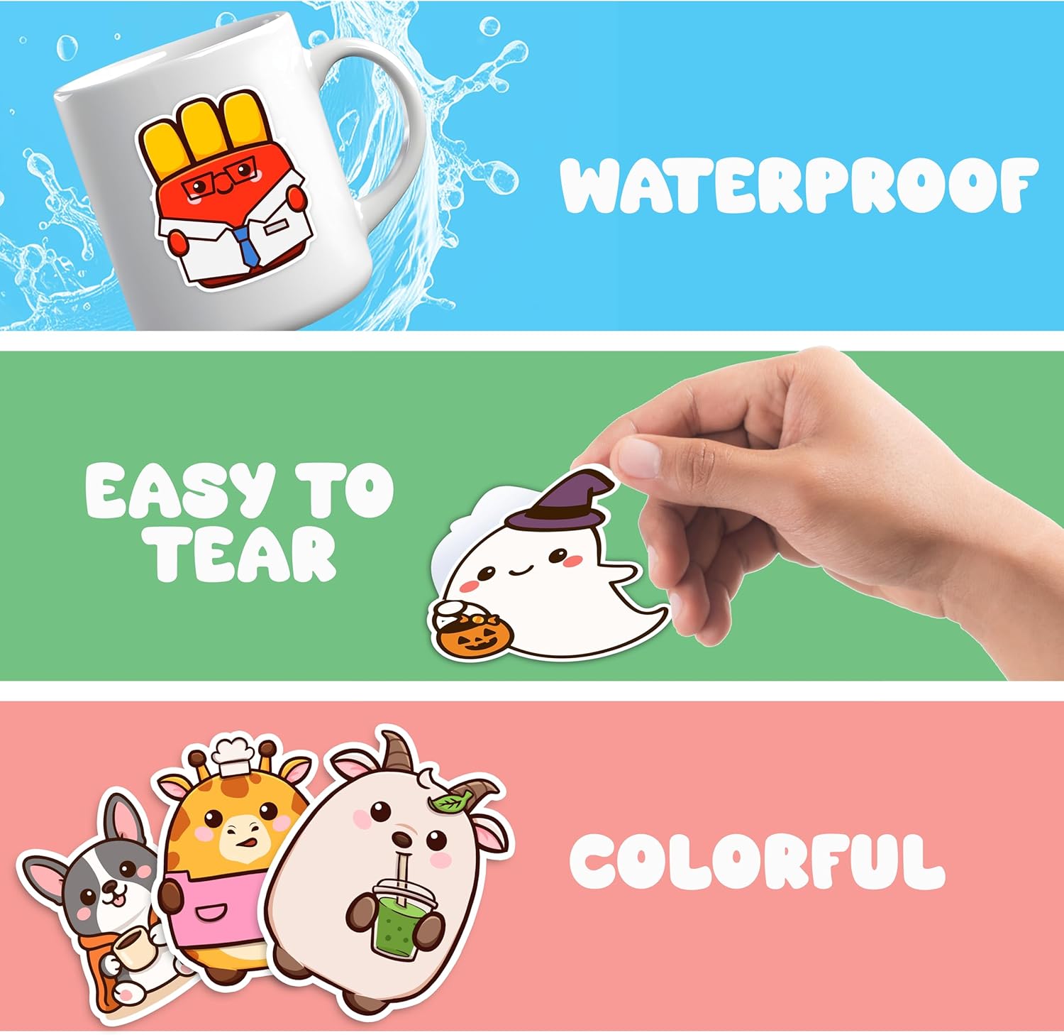 Pocket Pals by Puraesla – 156PCS Cute Animal Stickers for Kids, Waterproof Vinyl Water Bottle Stickers, Self-Adhesive P…