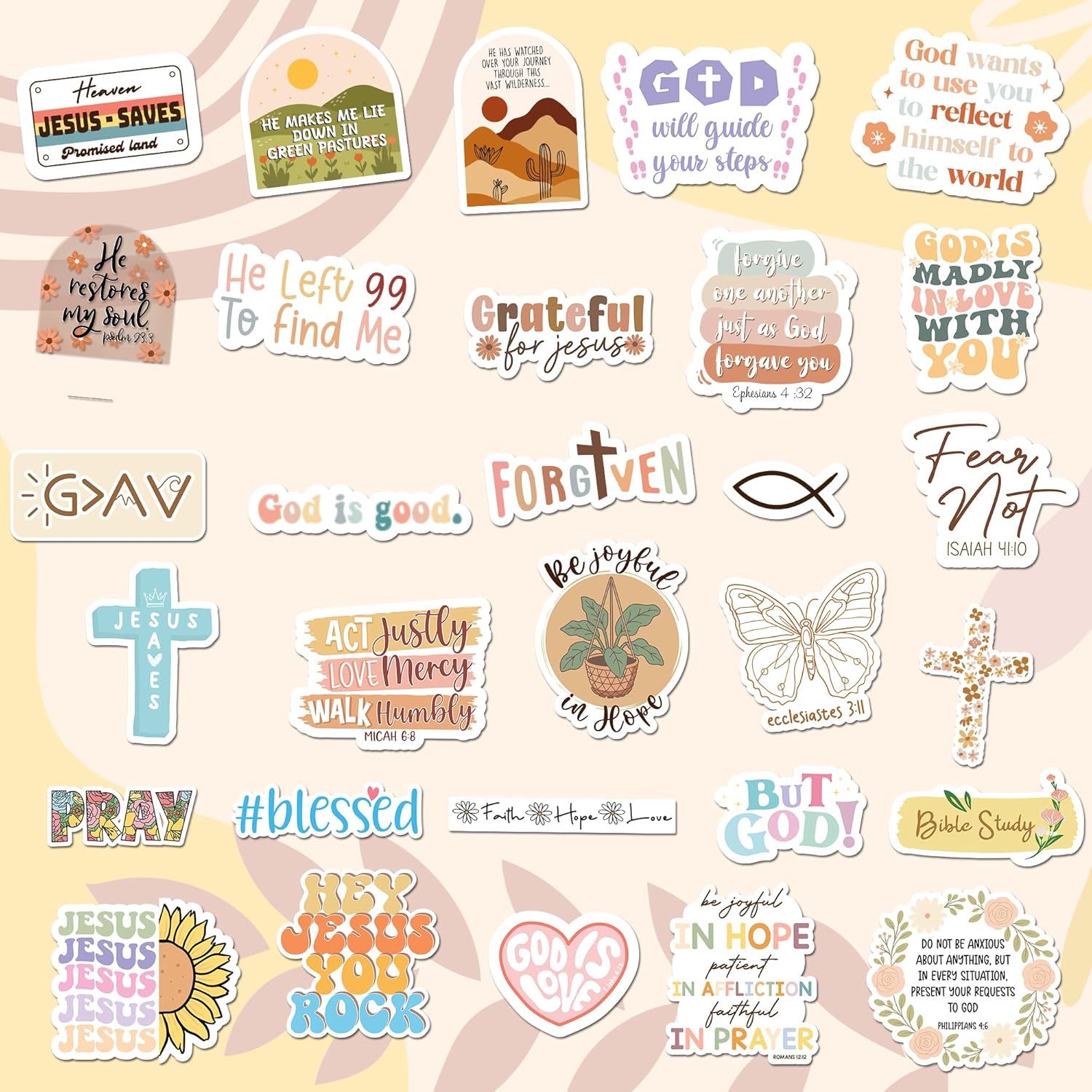 Faith That Sticks by Puraesla – 300PCS Holographic Christian Bible Verse Stickers, Inspirational Scripture & Jesus Deca…