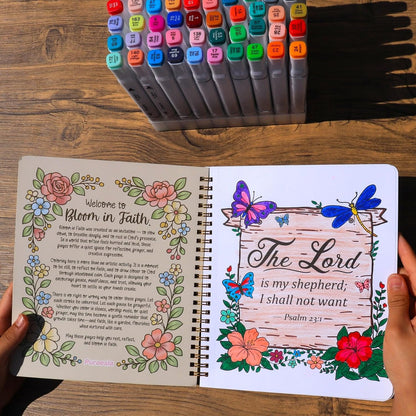 2PCS Christian Coloring Books by Puraesla - for Adults or Kids, Jesus Faith Bible in a Year Art, Religious Scripture Bi…