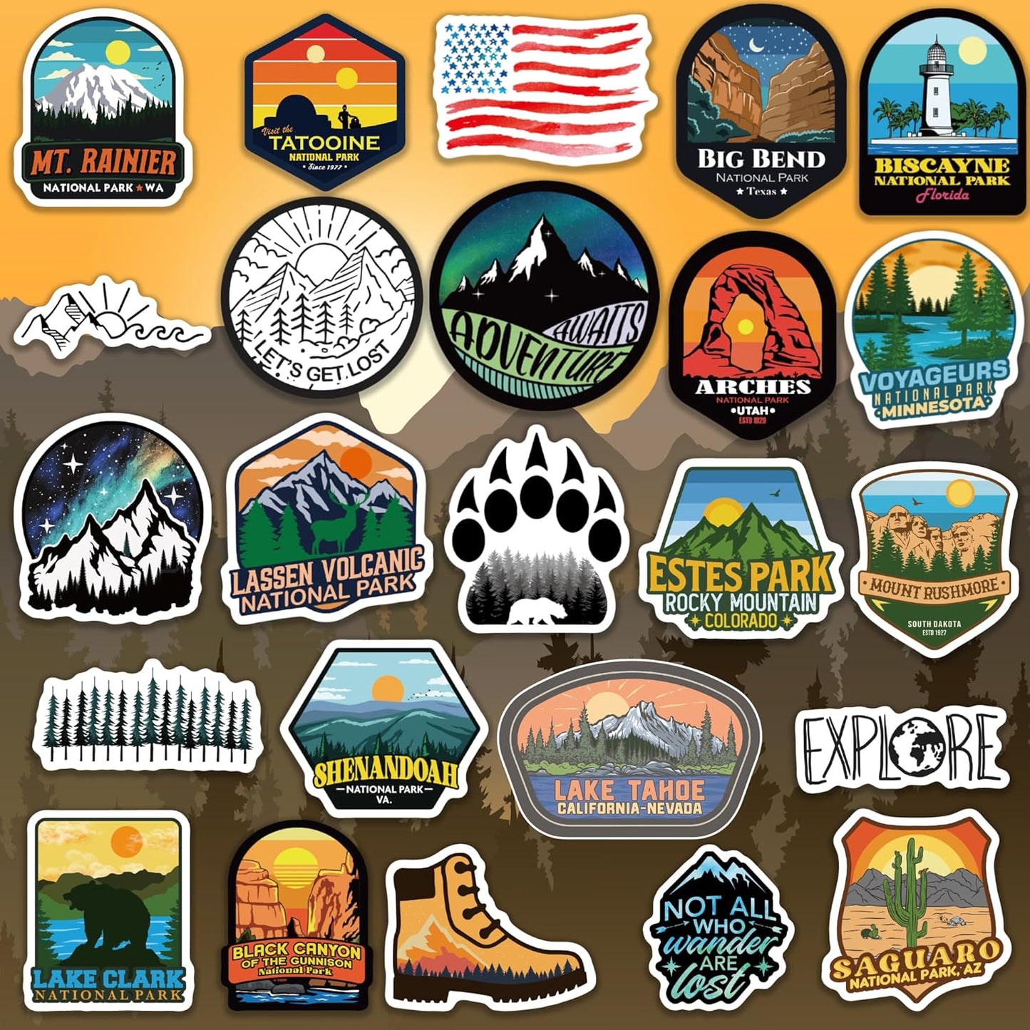 156 Pcs National Parks Sticker Pack
