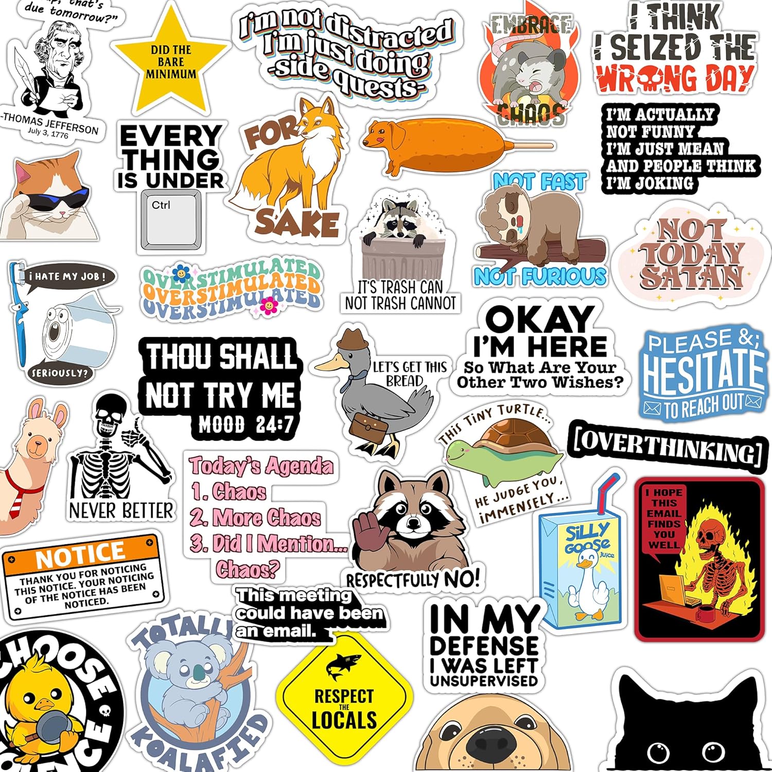 123PCS Stickers Pack, Bulk Sarcastic Vinyl Waterproof