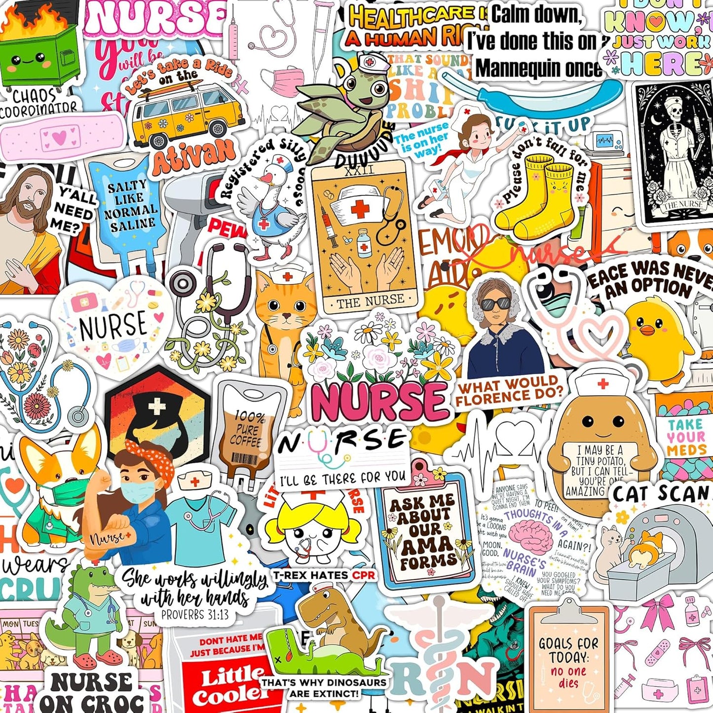 120Pcs Funny Nurse Stickers