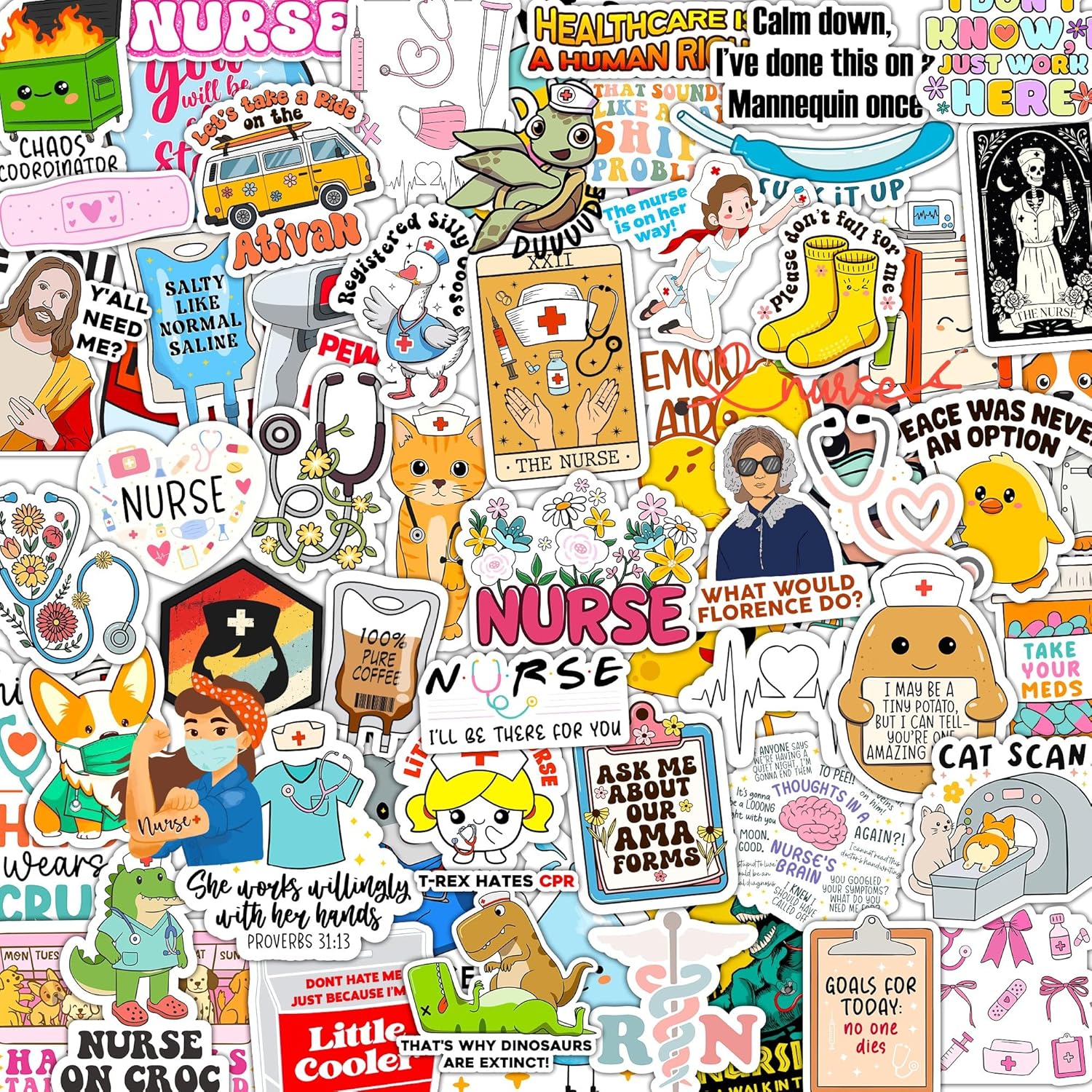 120Pcs Funny Nurse Stickers