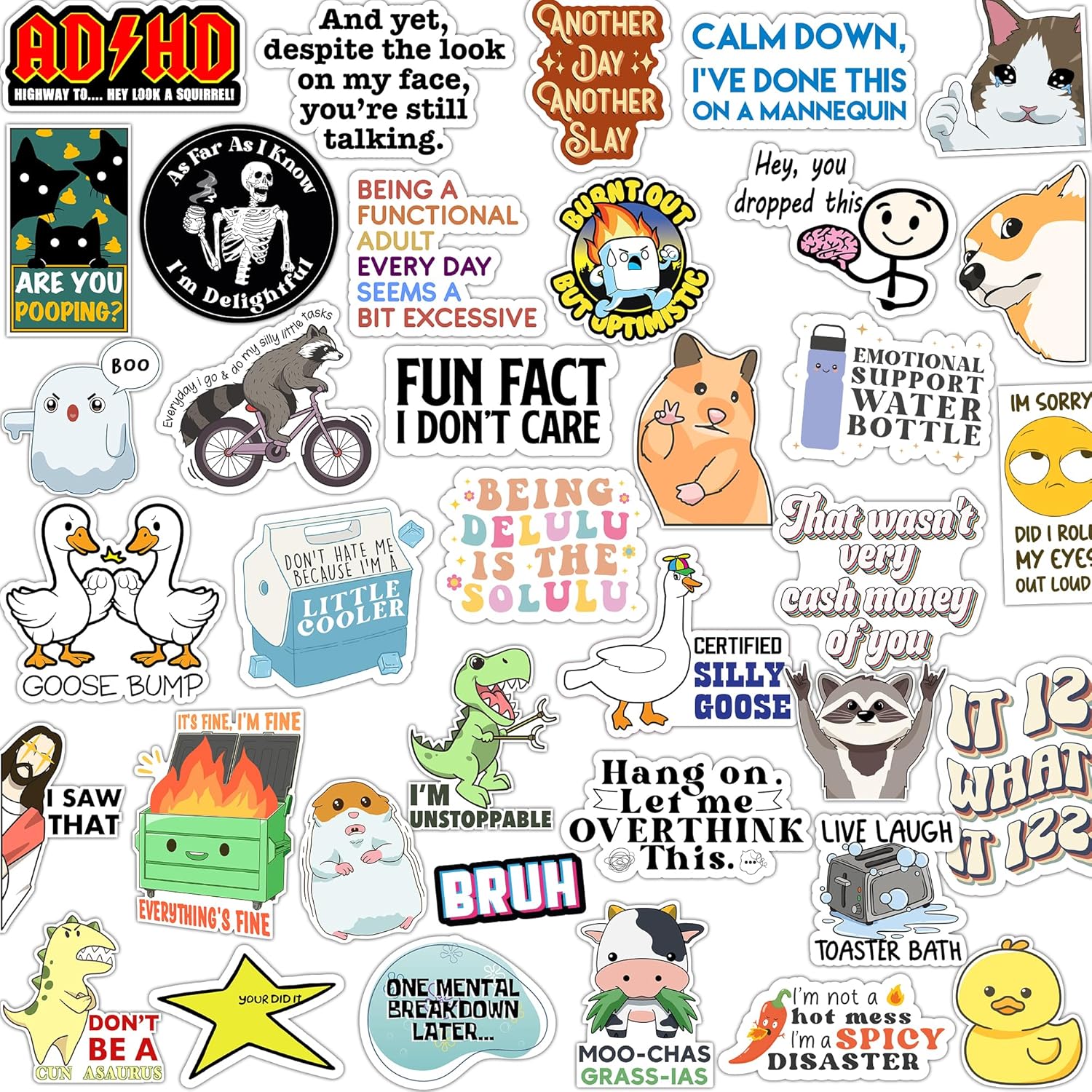 123PCS Stickers Pack, Bulk Sarcastic Vinyl Waterproof