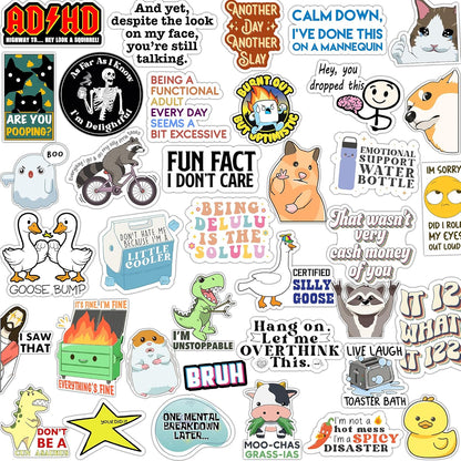 123PCS Stickers Pack, Bulk Sarcastic Vinyl Waterproof