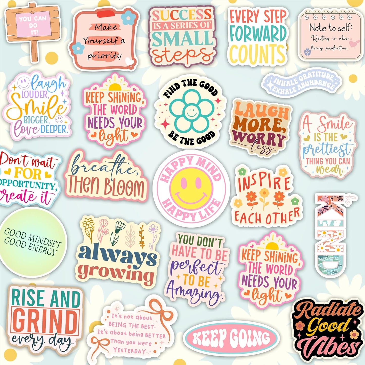 300Pcs Holographic Motivational Stickers Positive