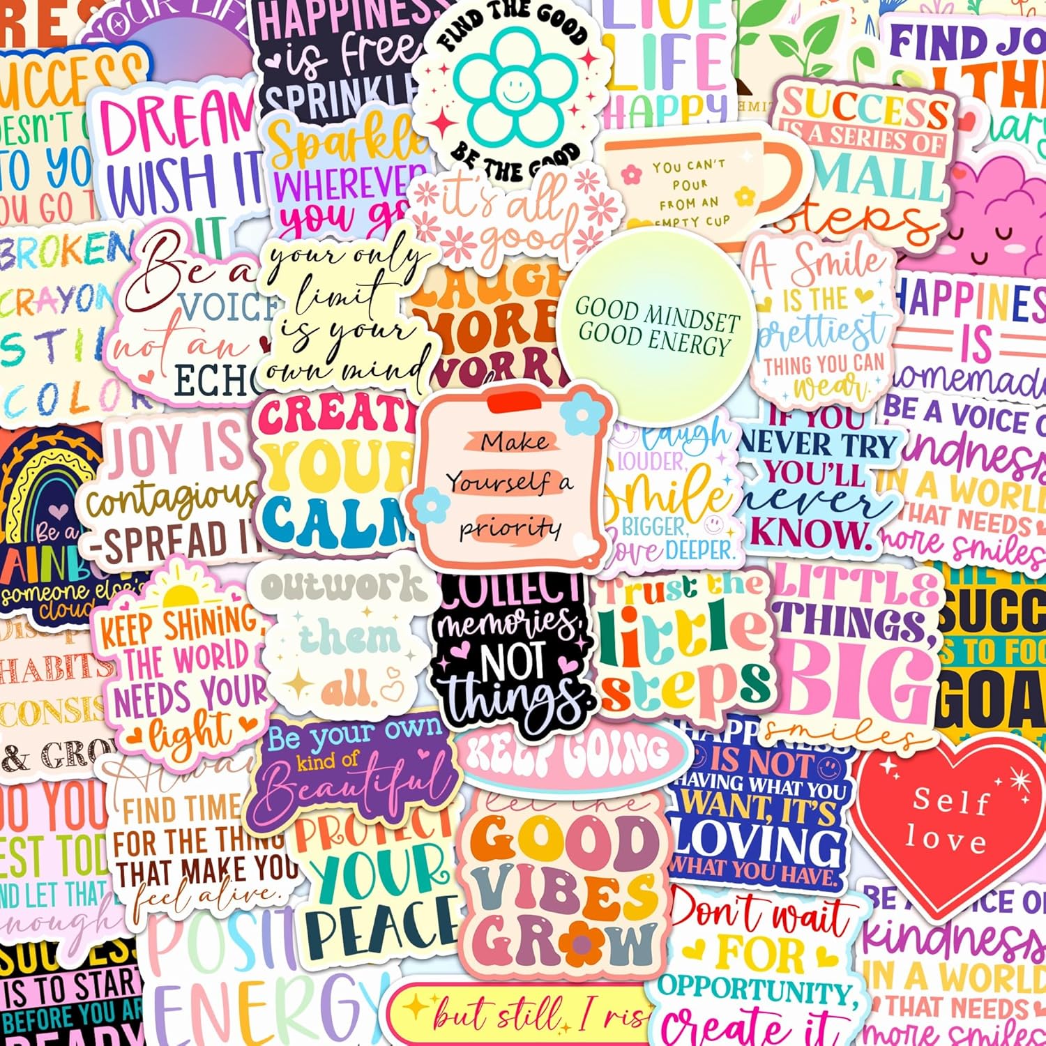 300Pcs Holographic Motivational Stickers Positive