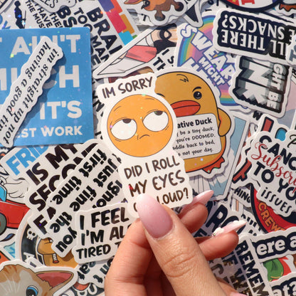225PCS Funny Holographic Stickers, Waterproof