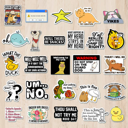 225PCS Funny Holographic Stickers, Waterproof