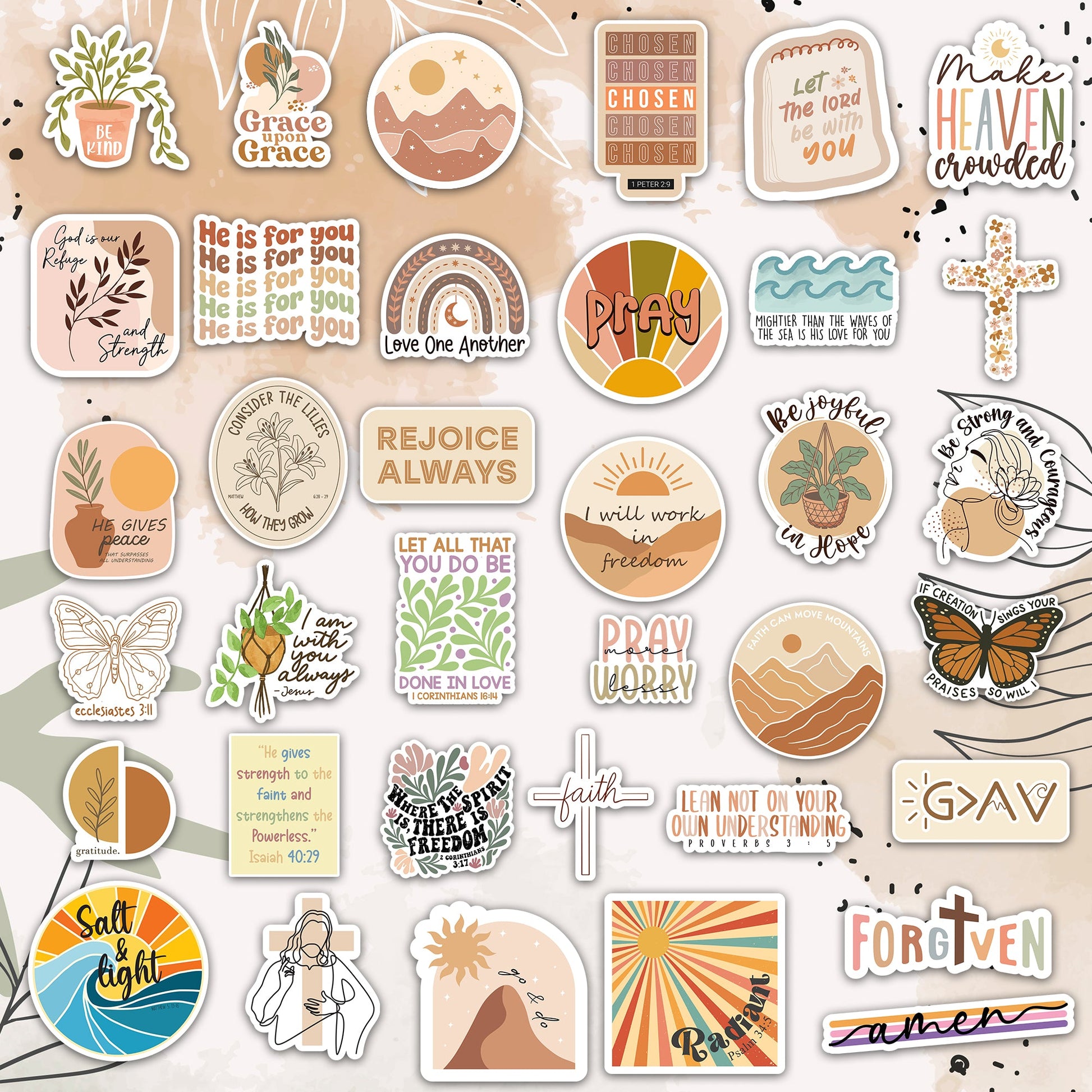 160pcs Boho Christian Inspirational Bible Verse Stickers