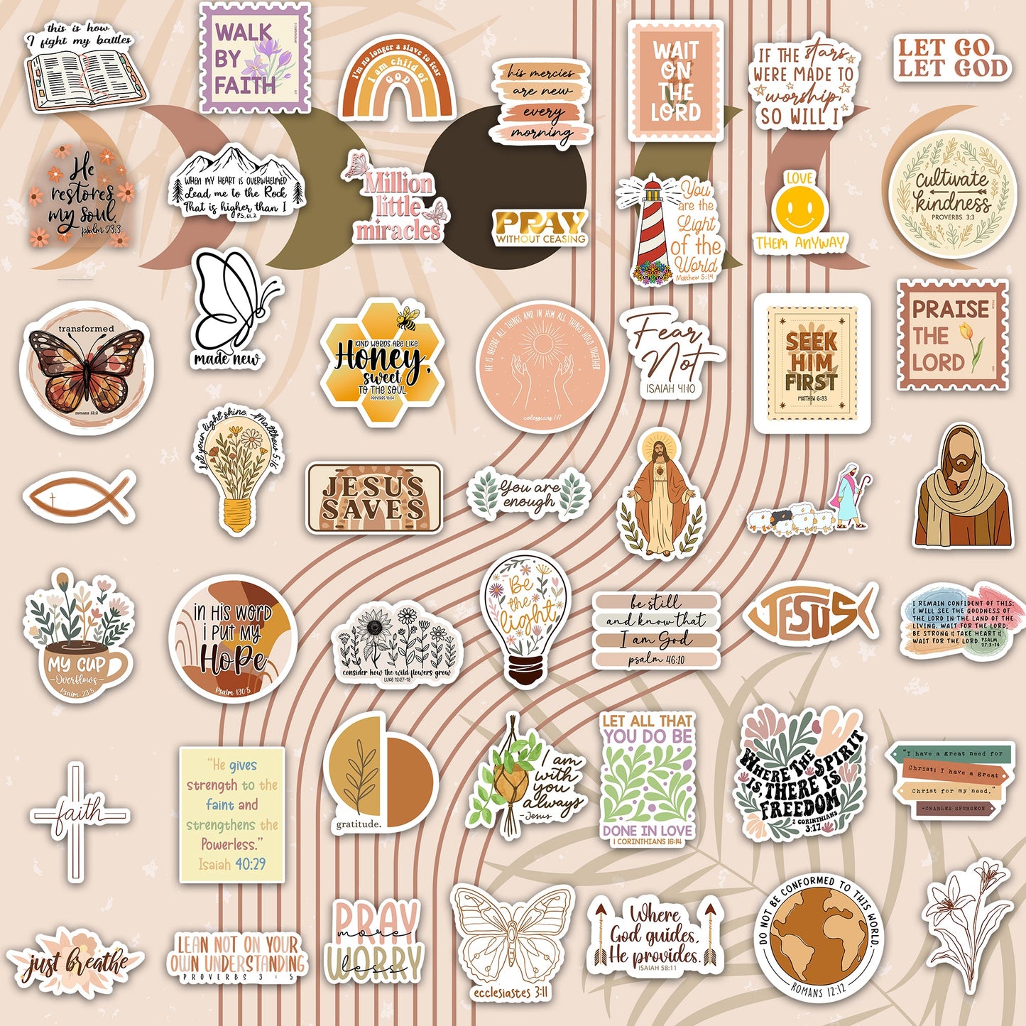 160pcs Boho Christian Inspirational Bible Verse Stickers