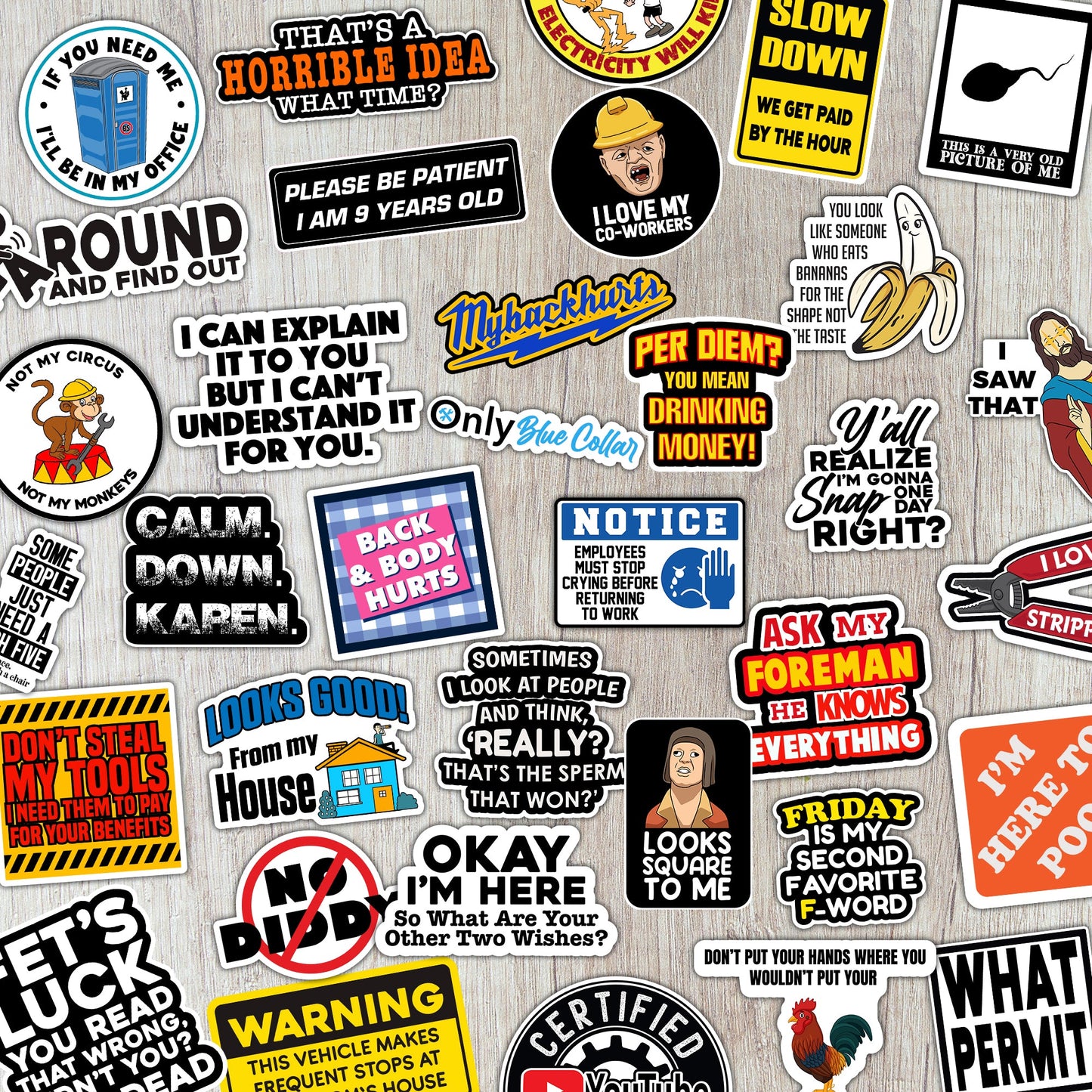 166 pcs Funny Hard Hat Stickers for Men, Adults