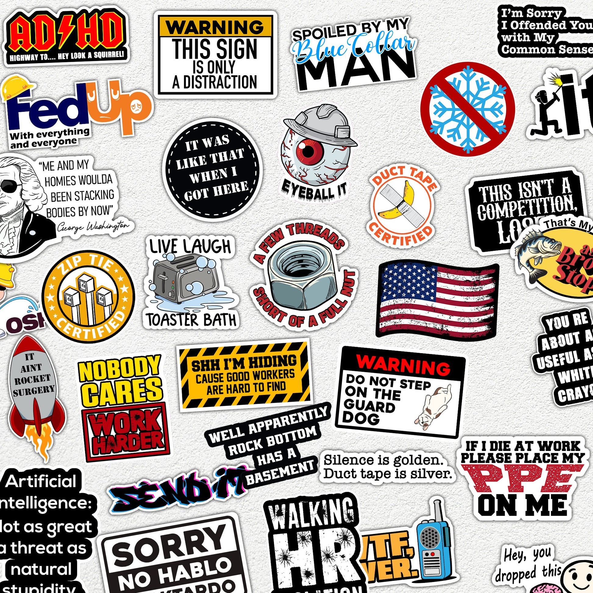 166 pcs Funny Hard Hat Stickers for Men, Adults