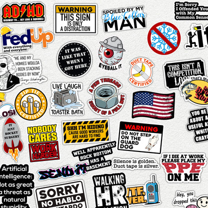 166 pcs Funny Hard Hat Stickers for Men, Adults