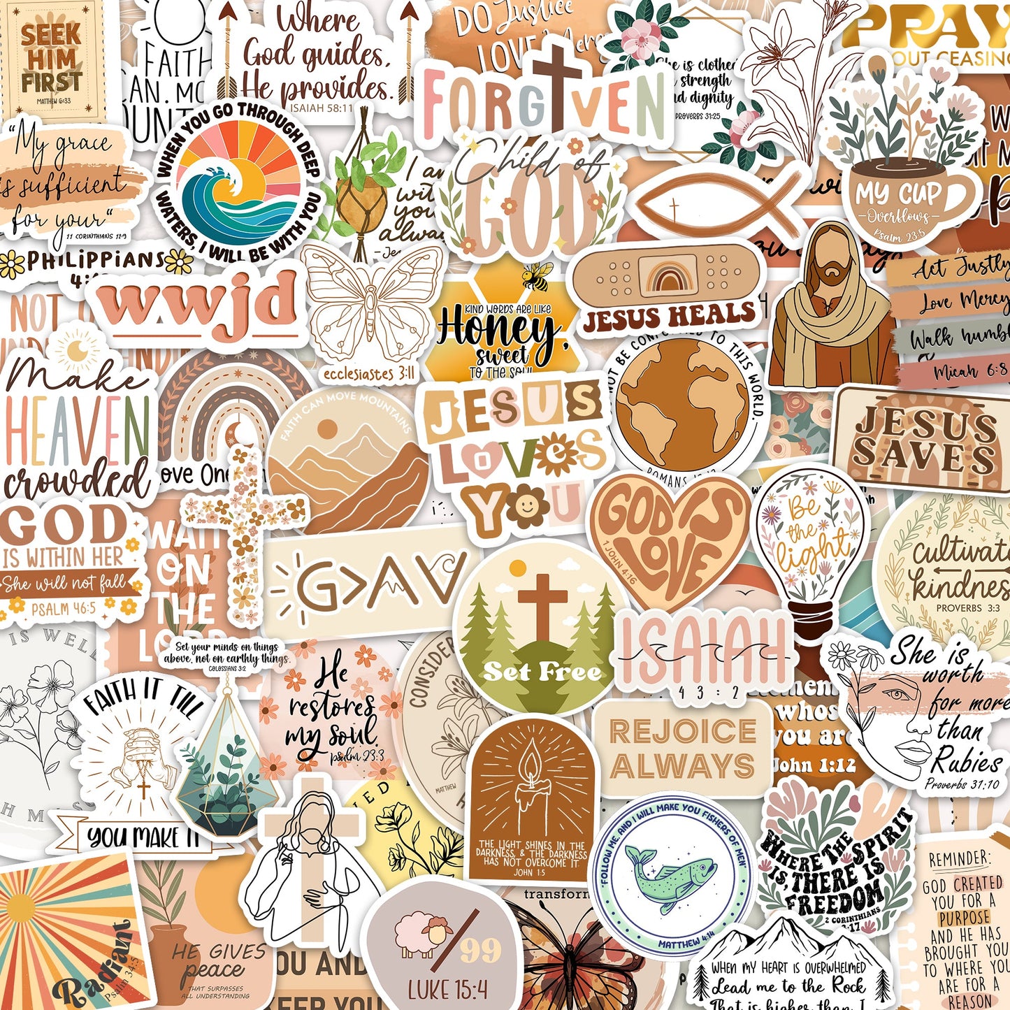 160pcs Boho Christian Inspirational Bible Verse Stickers