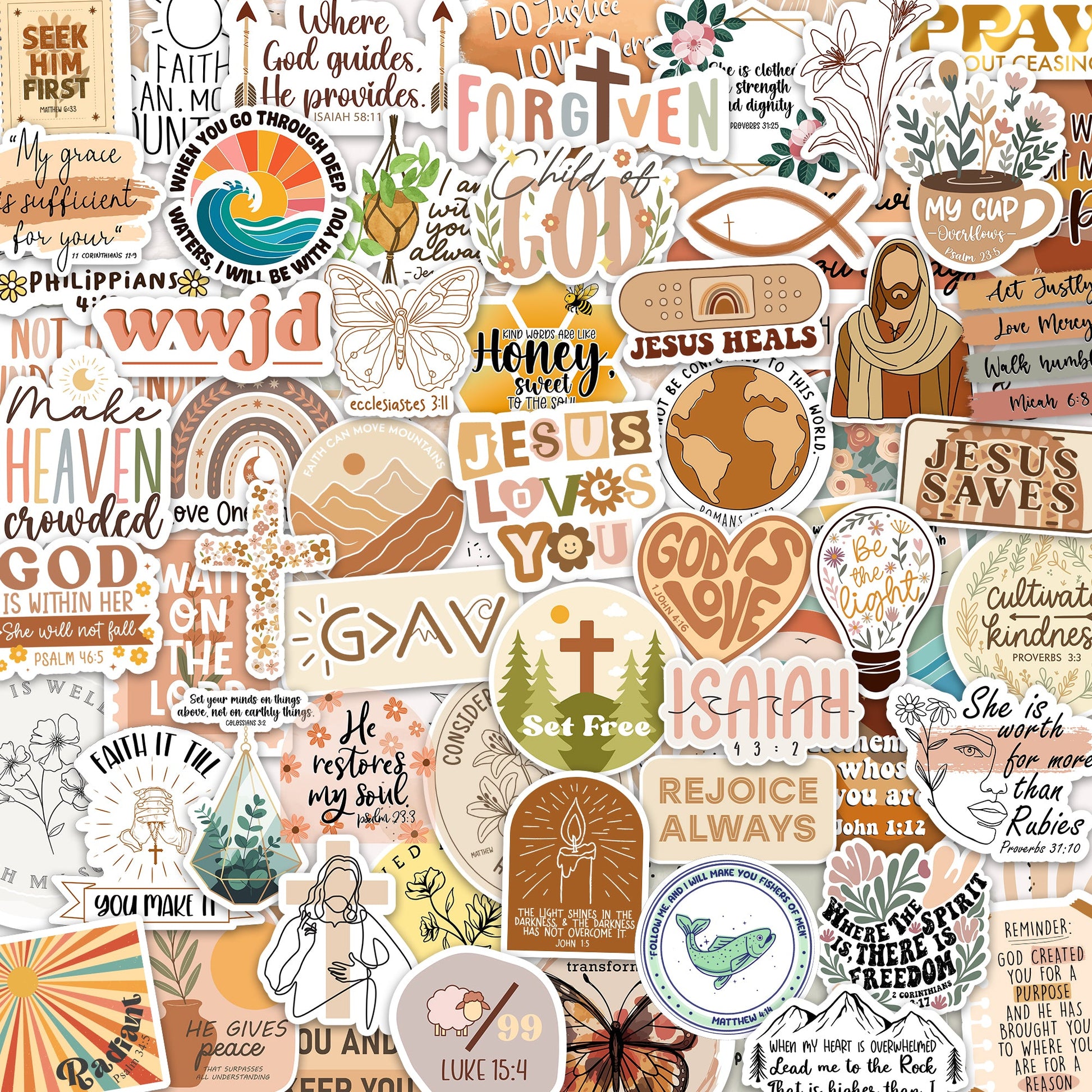 160pcs Boho Christian Inspirational Bible Verse Stickers